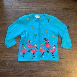 Jack B quick size small flamingo embellished cardigan